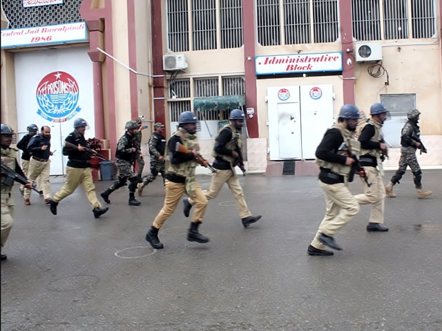 Emergency drill by Rangers and Police at Adiala Jail