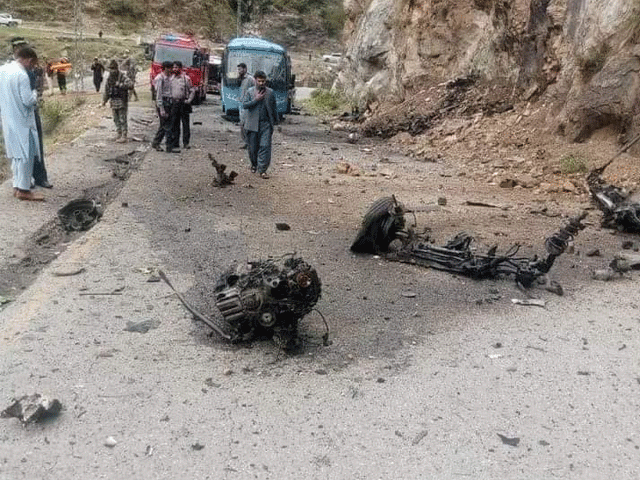 Shangla attack; The Chinese convoy of 12 vehicles was under foolproof security, the police said A suicide bomber rammed an explosives-laden vehicle into a coaster in a convoy, police (Photo: File)