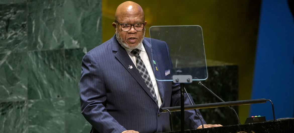 General Assembly President Dennis Francis addresses the opening of the sixty-eighth session of the Commission on the Status of Women (CSW68).