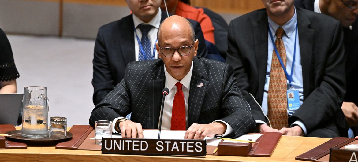 Deputy Permanent Representative Robert A. Wood of the United States addresses the UN Security Council meeting on the mandate of the 1718 Committee Panel of Experts monitoring the sanctions imposed on the Democratic People’s Republic of Korea. Deputy Permanent Representative Robert A. Wood of the United States addresses the UN Security Council meeting on the mandate of the 1718 Committee Panel of Experts monitoring the sanctions imposed on the Democratic People’s Republic of Korea.