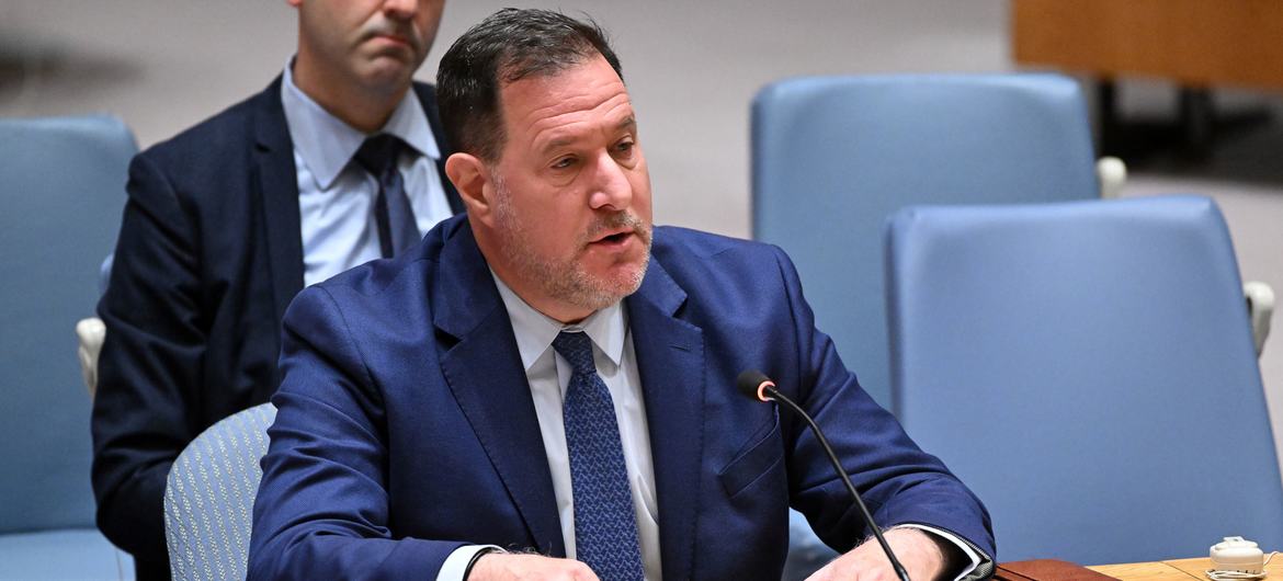 Brett Jonathan Miller, Deputy Permanent Representative of Israel, addresses the Security Council.