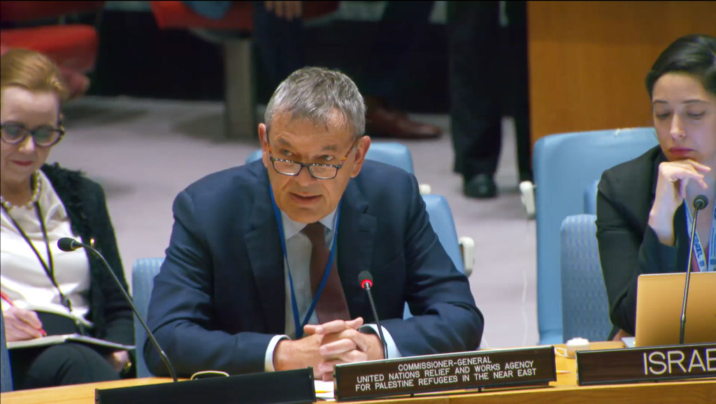 UNRWA Commissioner-General Philippe Lazzarini addresses the UN Security Council meeting on the situation in the Middle East, including the Palestinian question. UNRWA Commissioner-General Philippe Lazzarini addresses the UN Security Council meeting on the situation in the Middle East, including the Palestinian question.