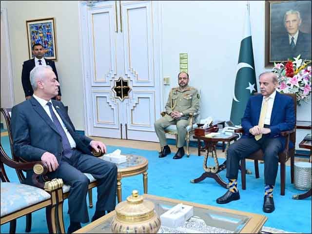 Palestinian Ambassador meeting with the Prime Minister, expressing gratitude to the Pakistani people for their support