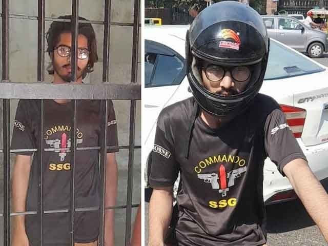 A motorcyclist wearing a t-shirt of a sensitive organization showed himself as an official 