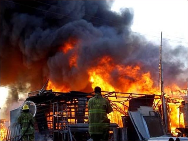 A fire broke out in a cardboard warehouse in Karachi, thousands of cartons were burnt