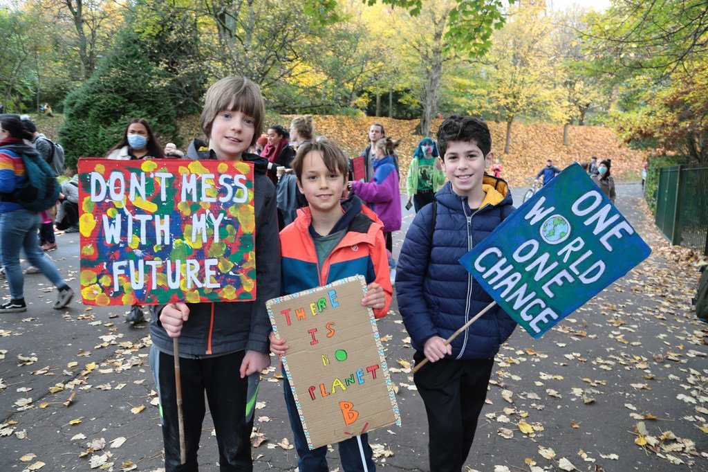 People take part in a demonstration for climate action, led by youth climate activists and organised on the sidelines of COP26 in Scotland. (file)