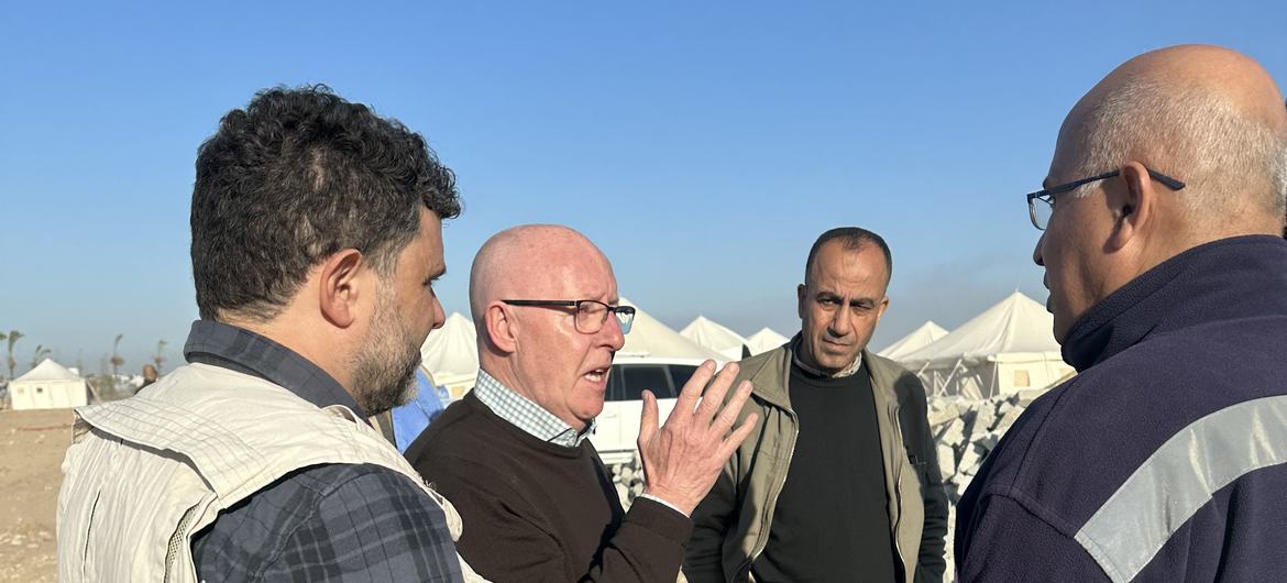 Jamie McGoldrick - Ad Interim Resident and Humanitarian Coordinator in the occupied Palestinian Territory meeting Palestinian Red Crescent Representatives in Rafah, Southern Gaza