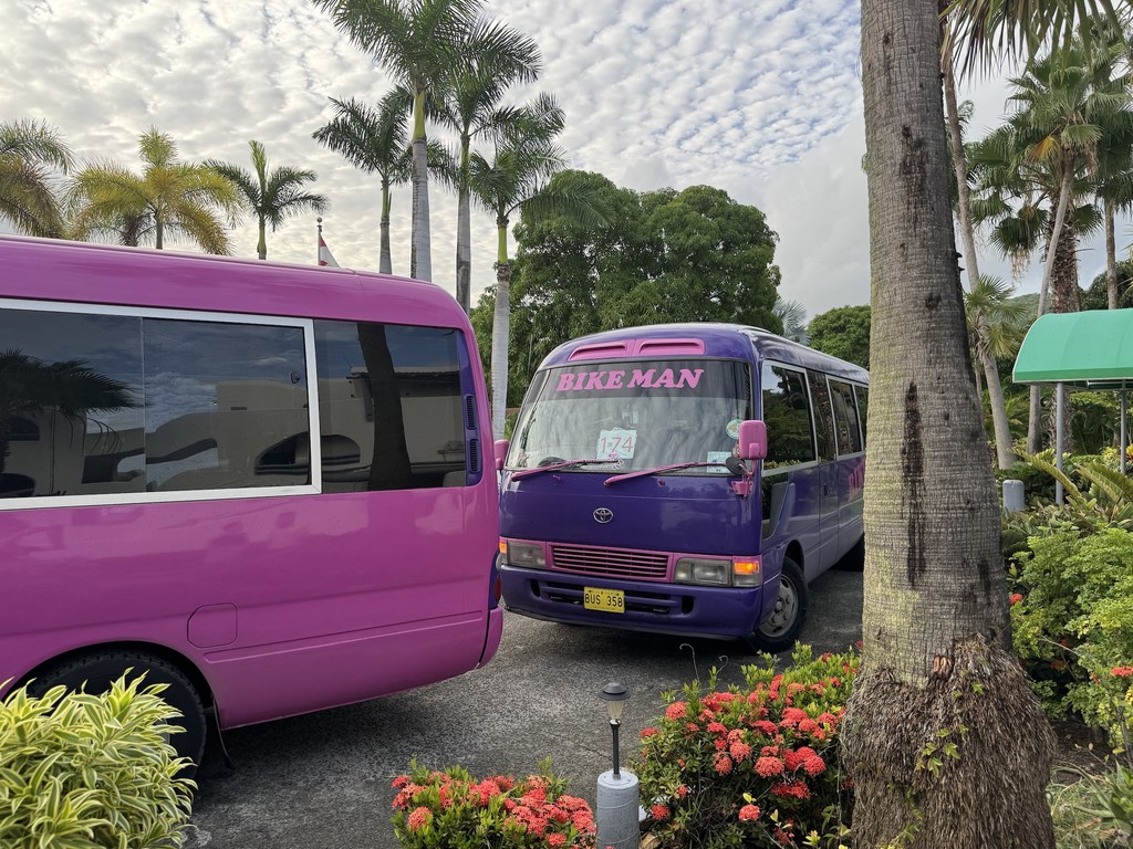 Buses ready to ferry participants to the conference venue.