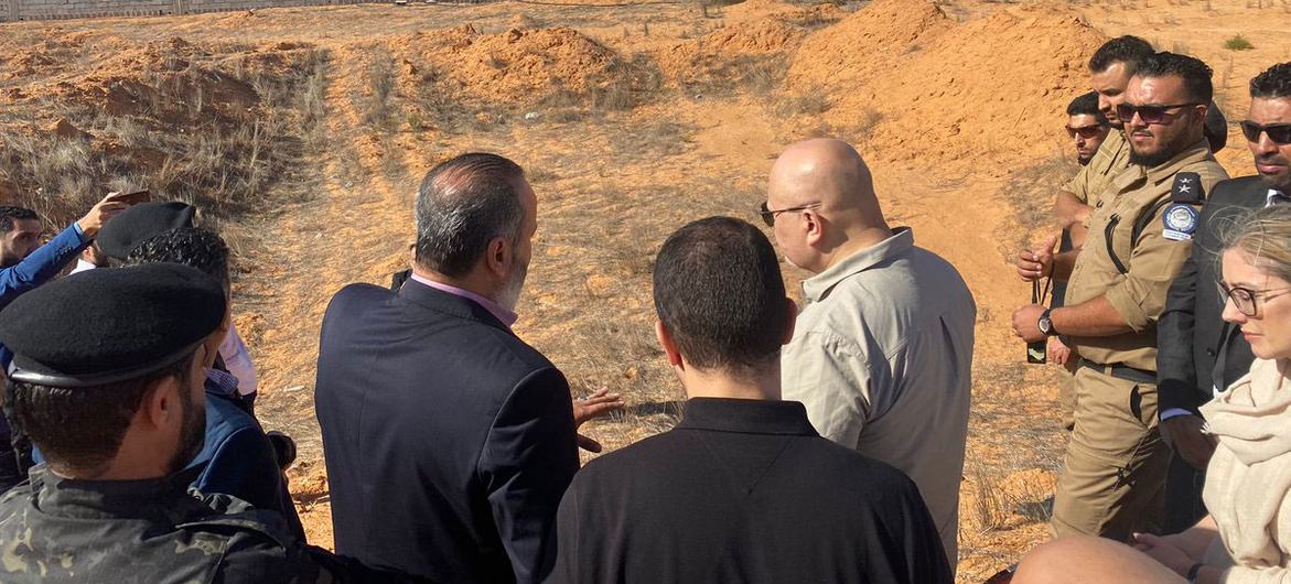 ICC Prosecutor Karim Khan visits the landfill site in Tarhunah, Libya, where a number of mass graves had been identified. (file)