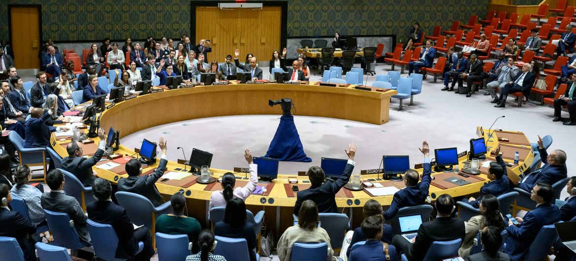 Members of the UN Security Council vote to adopt resolution on the protection of humanitarians in armed conflict. Members of the UN Security Council vote to adopt resolution on the protection of humanitarians in armed conflict.