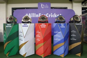 The DP World ILT20 Signature Belts on display